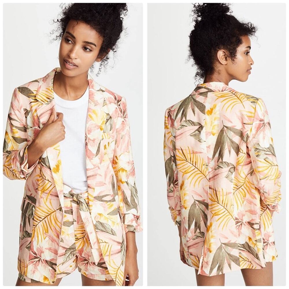 Joie Women's Kishina B Pink Floral 100% Cotton Blazer Size 4